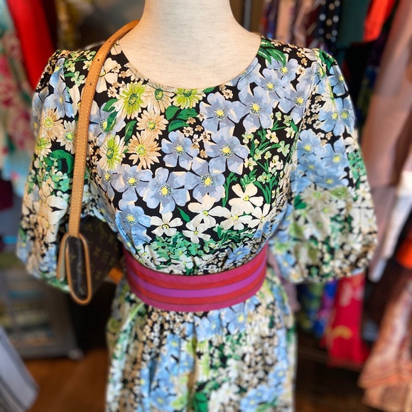 NWT Boho Floral Puff-sleeved Midi Dress sz L - Picture 4 of 13